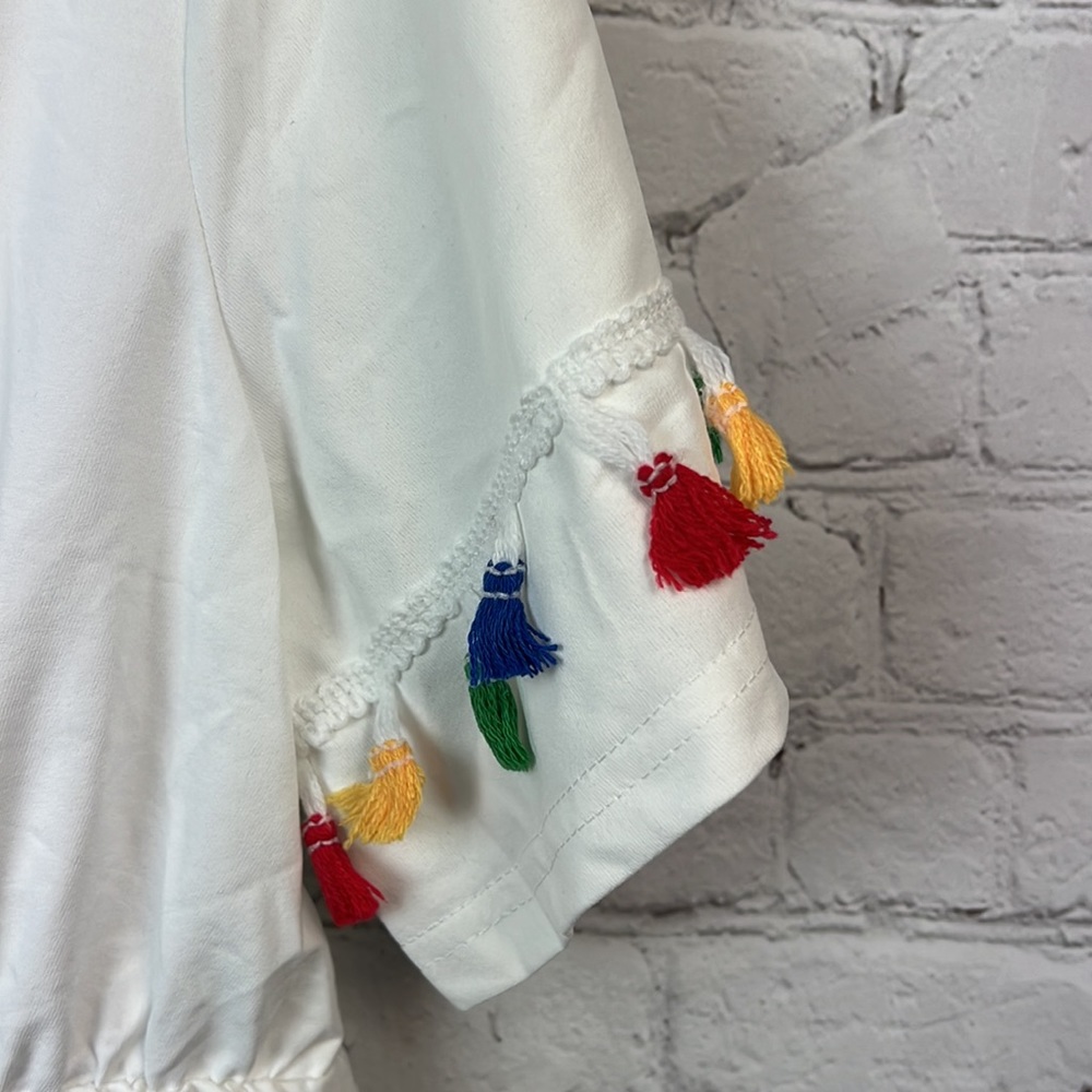 BloomChic White Tassel Detail Surplice Top Plus Size 22/24 3X - Picture 3 of 7